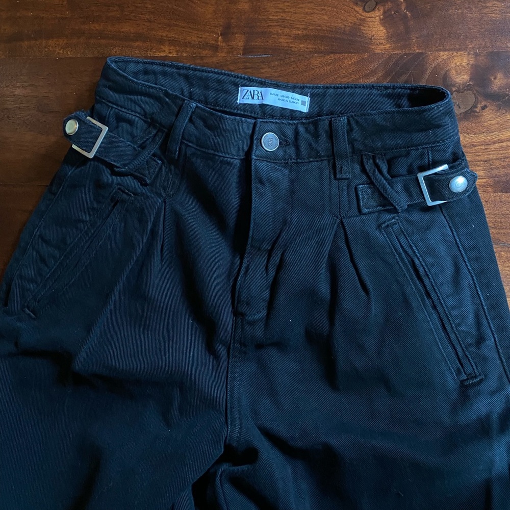 Zara Black High Rise Wide Leg Jeans